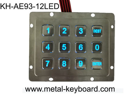 Işıklı 3 X 4 Yerleşim 12 Anahtar Metal Sayısal Tuş Takımı Erişim Kontrolü için Paslanmaz Çelik